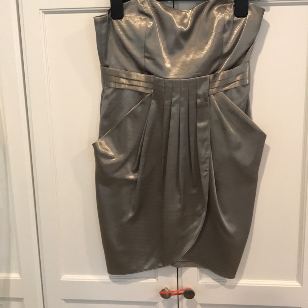 Bcbgeneration Strapless Silver Dress - image 1